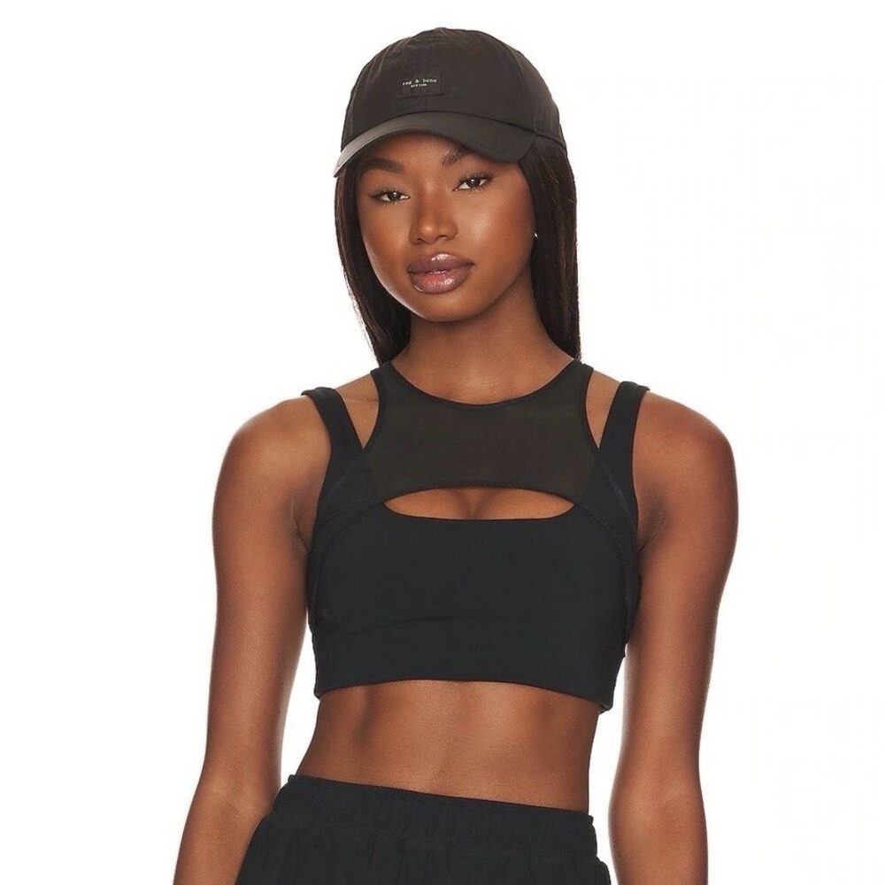 L*Space Active Women's Black Harness Your Power Crop Sports Bra Size Small NWT
